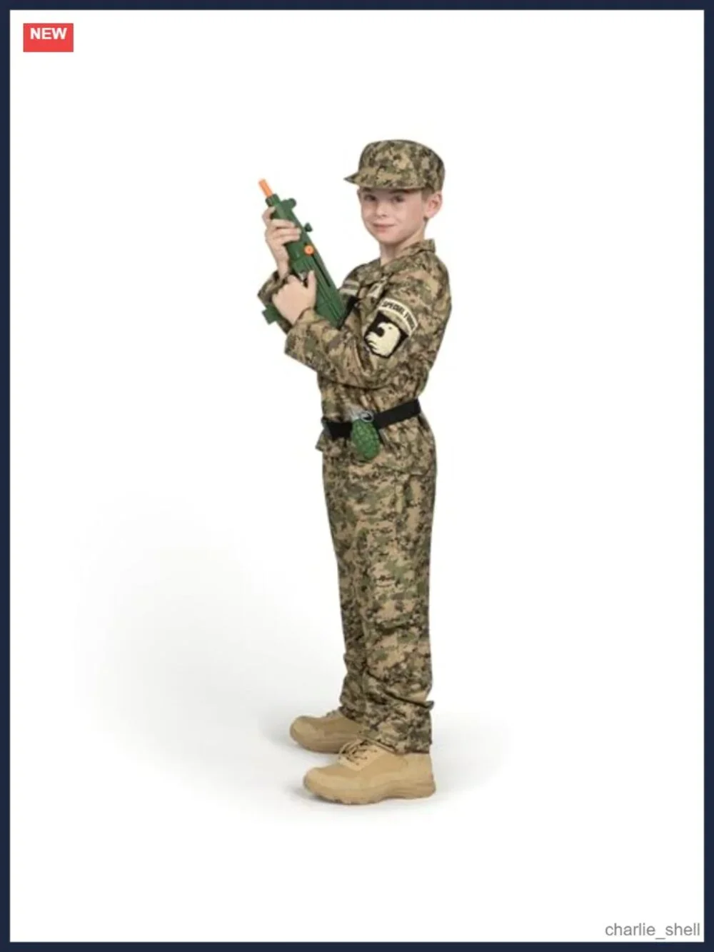 Kids Army Soldier Costume 14-Piece Military Dress-Up Set Halloween